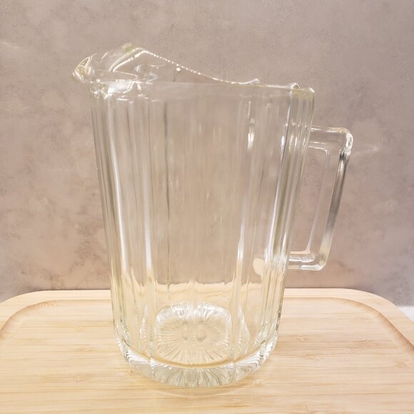 Vintage Pressed Paneled Glass Bar Pitcher - Picture 2 of 5